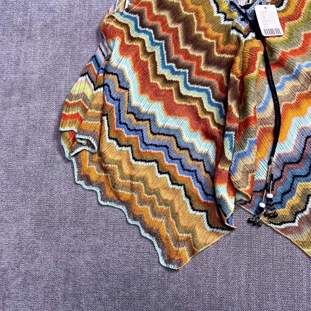 Free People Knit Camisole Top Womens XS Multicolor Zig Zag Striped Crochet Trim - Picture 3 of 11